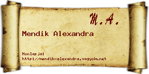 Mendik Alexandra névjegykártya